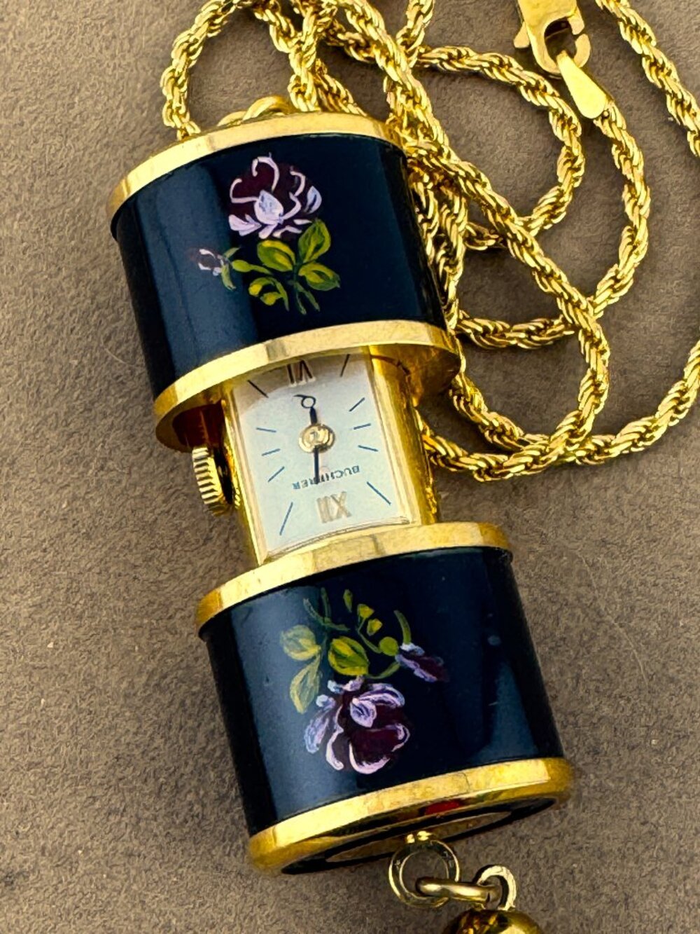 Vintage Bucherer Swiss Quartz Pendant Peek a Boo or Slide Watch